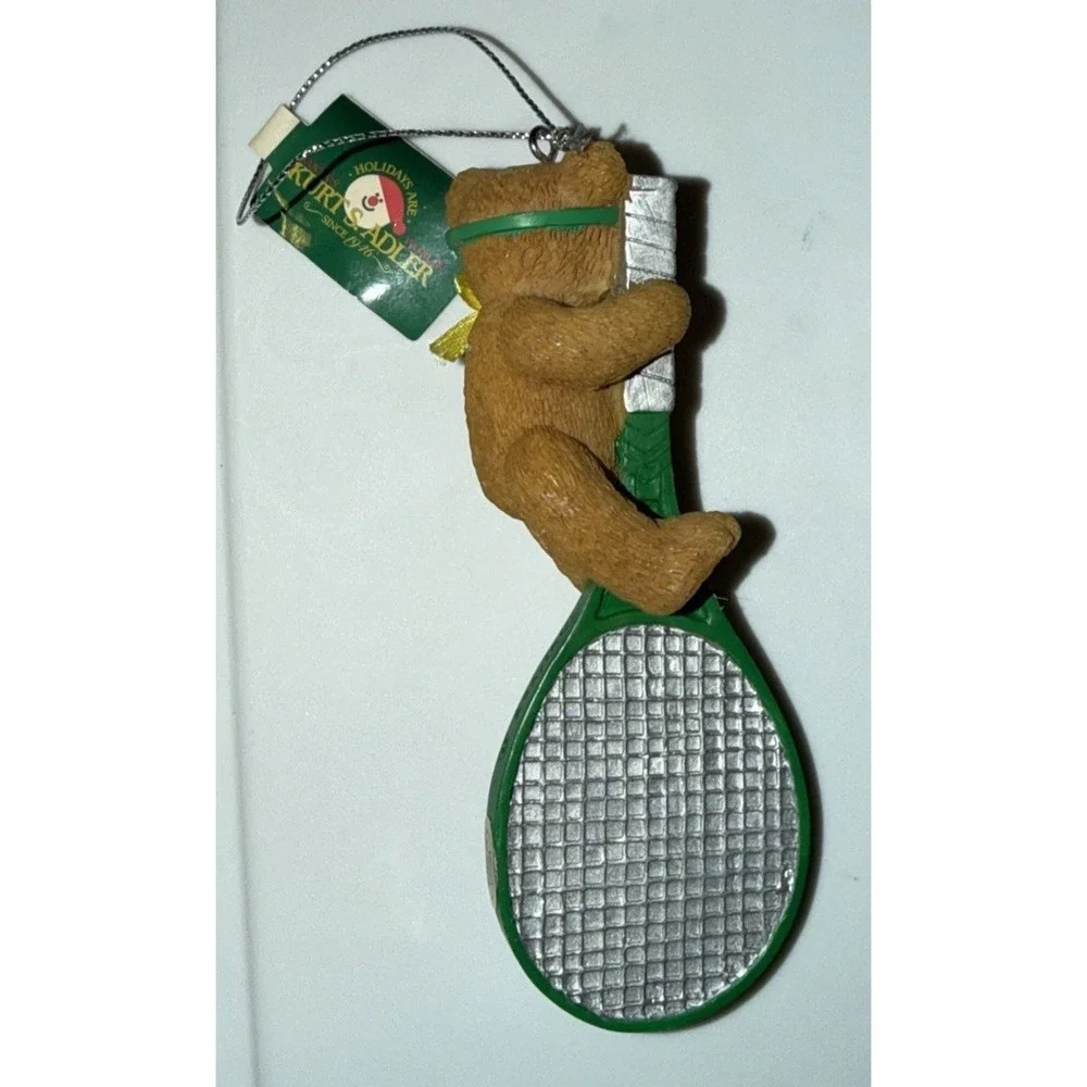 Vtg NWT Kurt‎ Adler Tennis Bear Ornament Heart Racket Christmas Decor